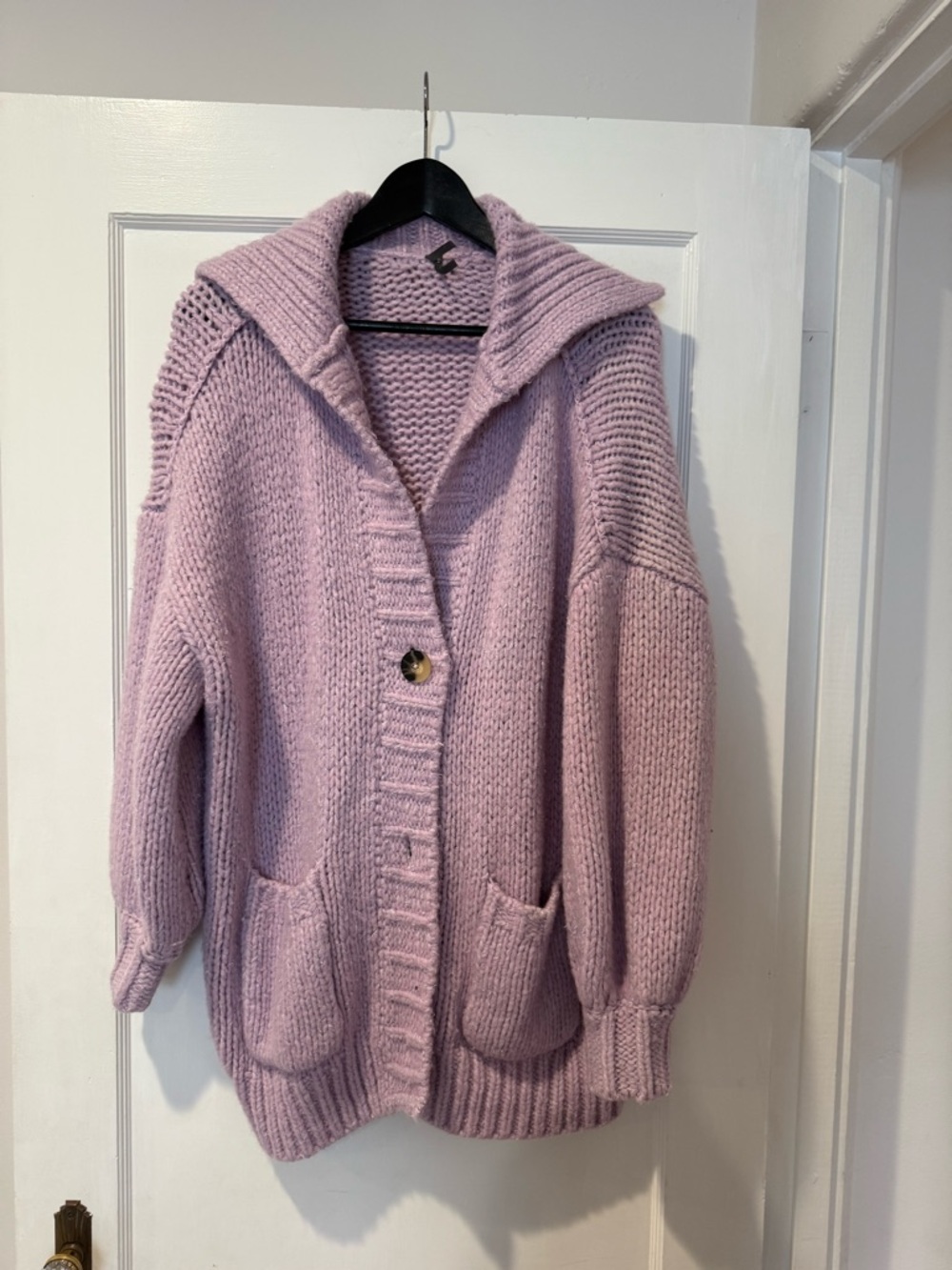 Anthropology Cozy Lavender Chunky Knit Cardigan Sweater